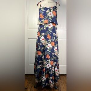 Banana Republic Floral Print Ruffle Hem Maxi Dress Never Worn Fully Lined Sz 8